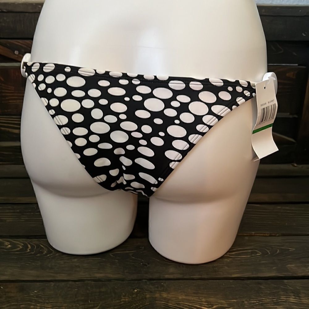 NWT Maia Polkadot bikini bottom black white Sz- Large